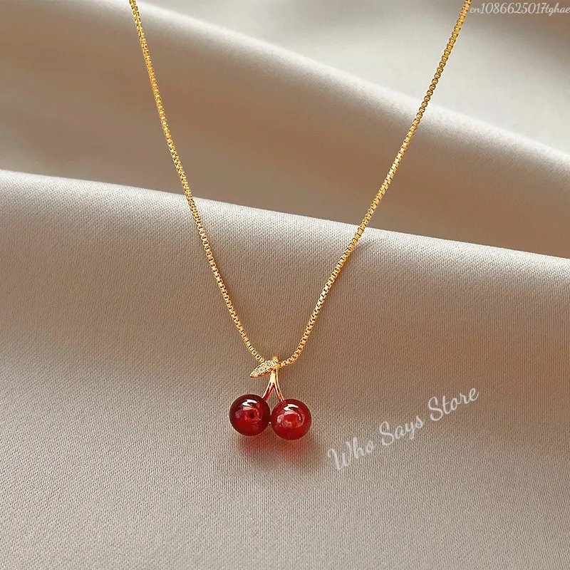 Женское ожерелье с подвеской в виде вишни