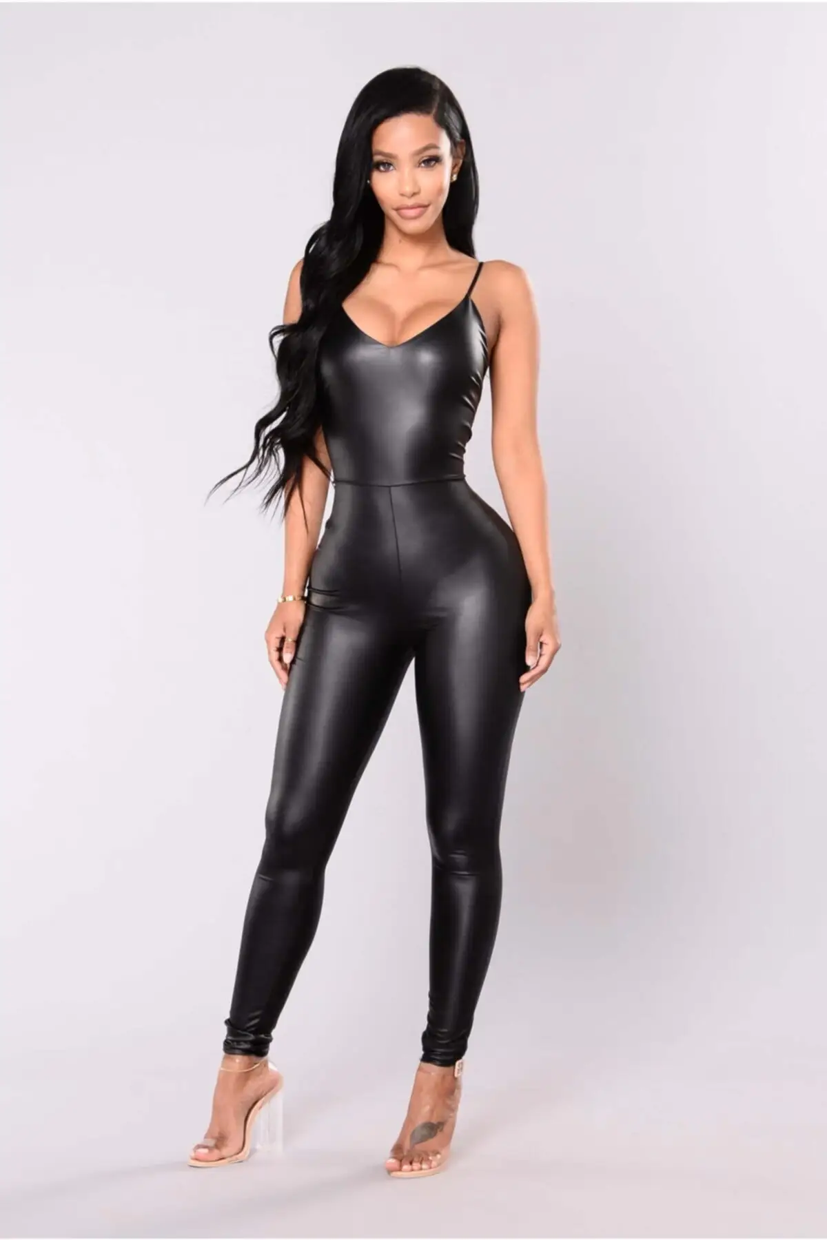 

Women's Overalls Flexible Leather Style Hot Casual Sleeveless Loose Baggy Trousers Jumpsuit Jumpsuit Pants Romper Jumpsuit Jumpsuit