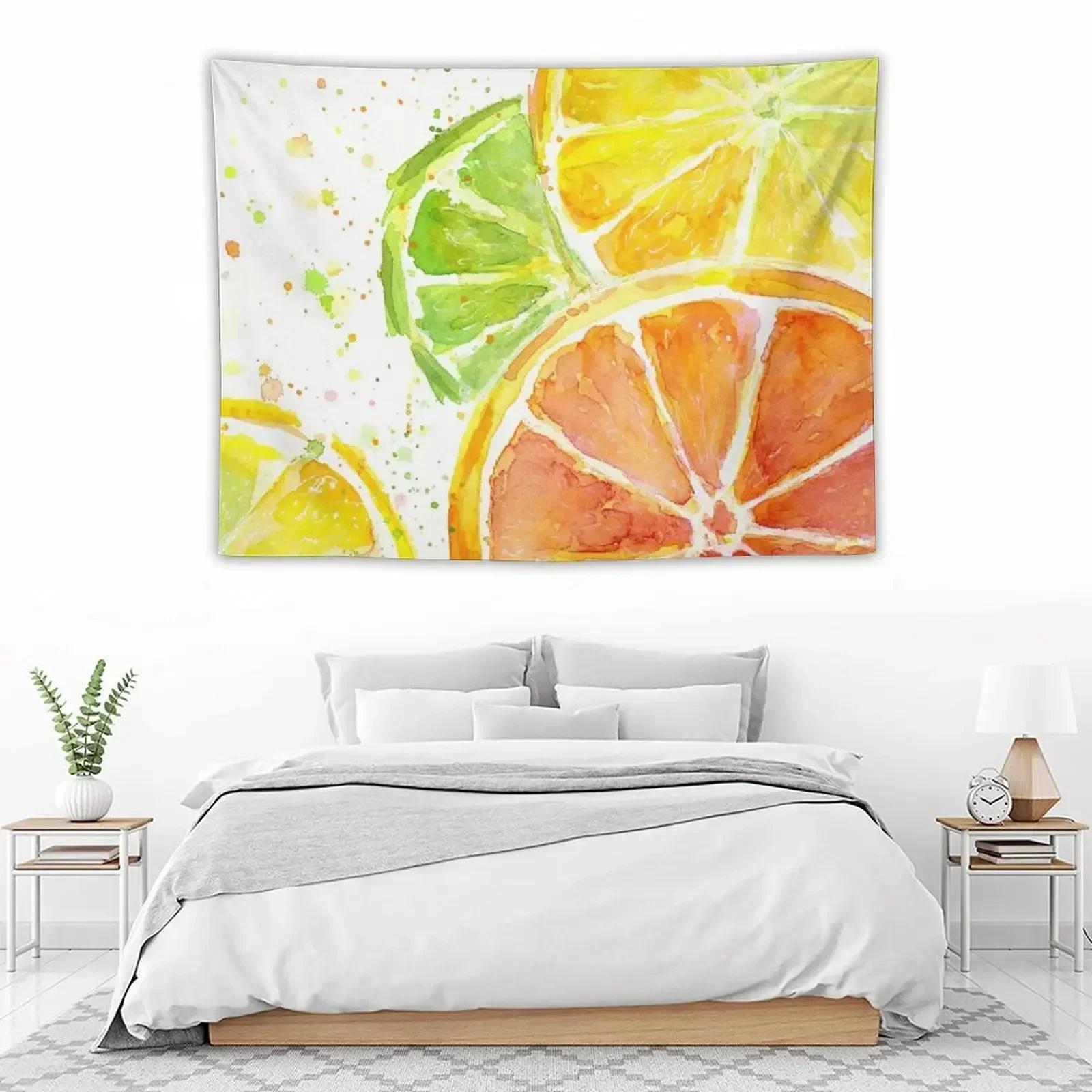 Сочные фрукты цитрусовых акварель картина еды вкусный художественный гобелен