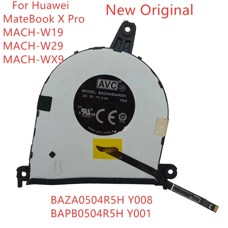 Новый оригинальный вентилятор охлаждения ЦП для ноутбука Huawei MateBook X Pro MACH-W19 Fan BAZA0504R5H Y008 BAPB0504R5H Y001 Новый оригинальный вентилятор охлаждения ЦП для ноутбука Huawei MateBook X Pro MACH-W19 Fan BAZA0504R5H Y008 BAPB0504R5H Y001