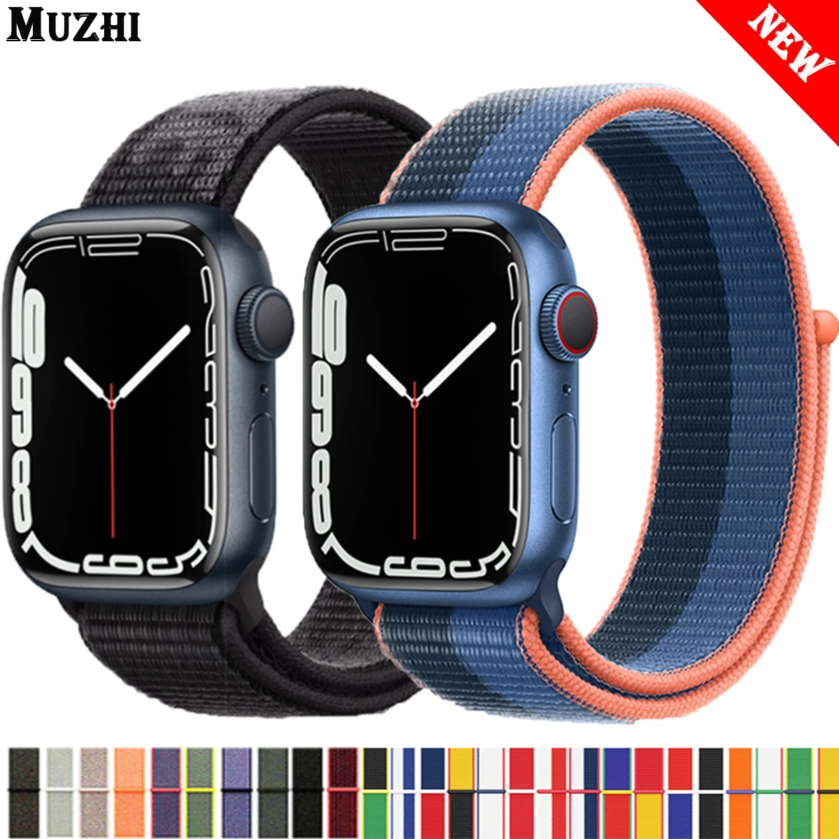 Ремешок нейлоновый для Apple Watch 7 band браслет смарт-часов iWatch Series 5 4 SE 6 44 мм 40 45 41 42 38 |