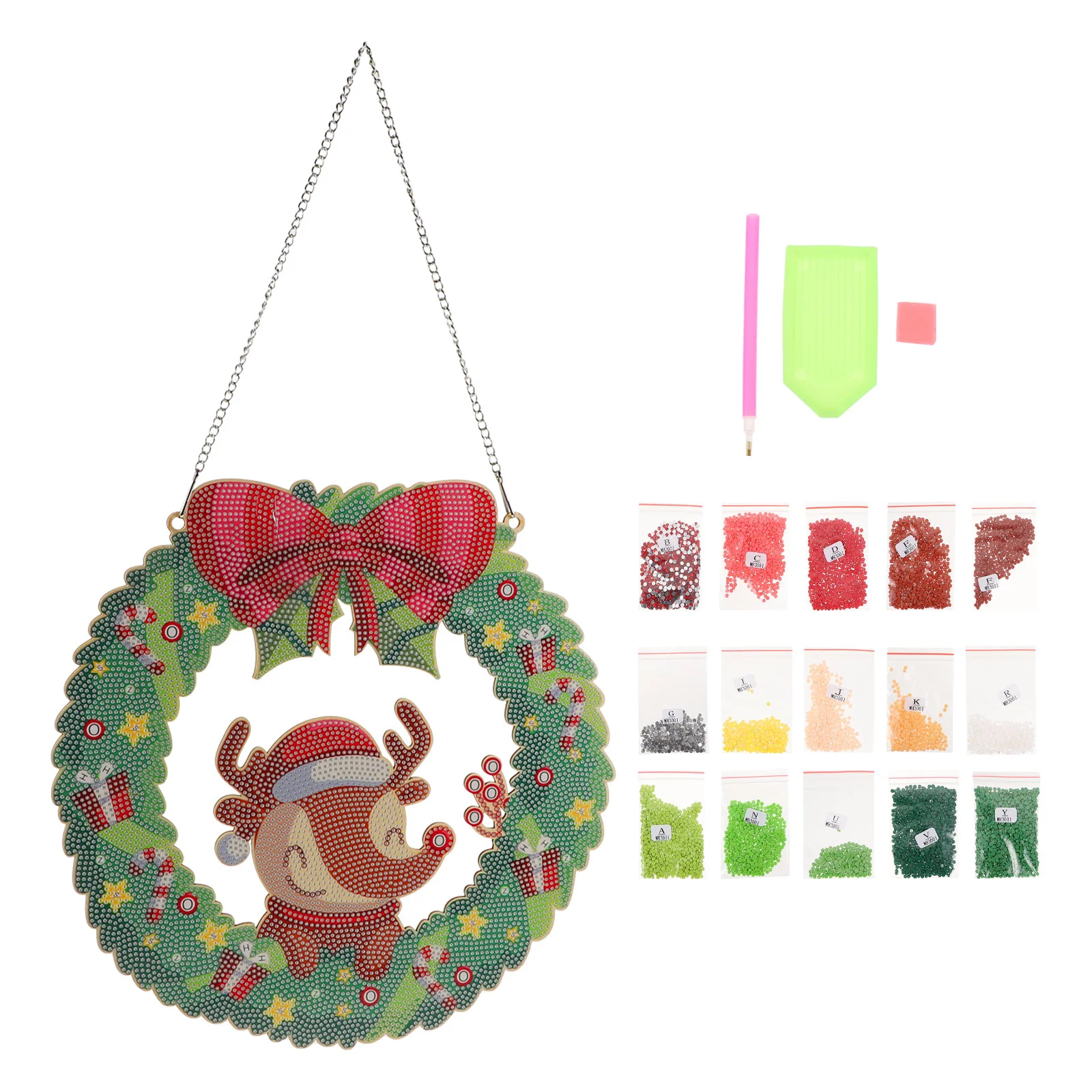 

Christmaswreathxmas Pendant Kit Kits Decor Drill Diy Full Drawing Door Painting Rhinestone 5D Material Dotting Hangingchristams
