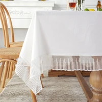 tablecloth rectangular cotton white coffee table lace living room home decor table cloth wedding decoration table cover new