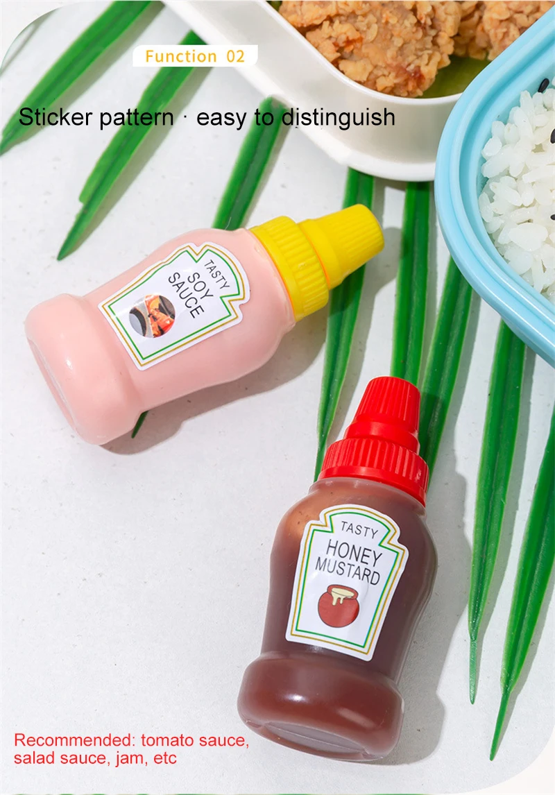 

2PCS Mini Squeeze Bottle Sauce Ketchup Bottle Portable Small Salad Dressing Container Bento Box Seasoning Storage Bottle Jar