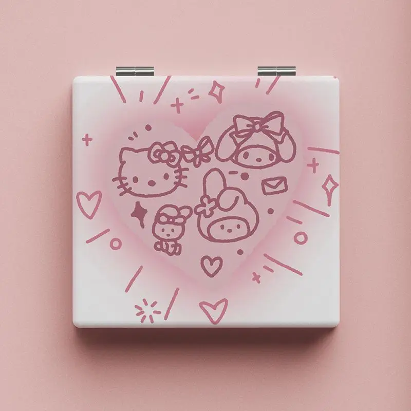 Портативное Мини-зеркало Hello Kitty Складное Двустороннее Зеркало Для Макияжа