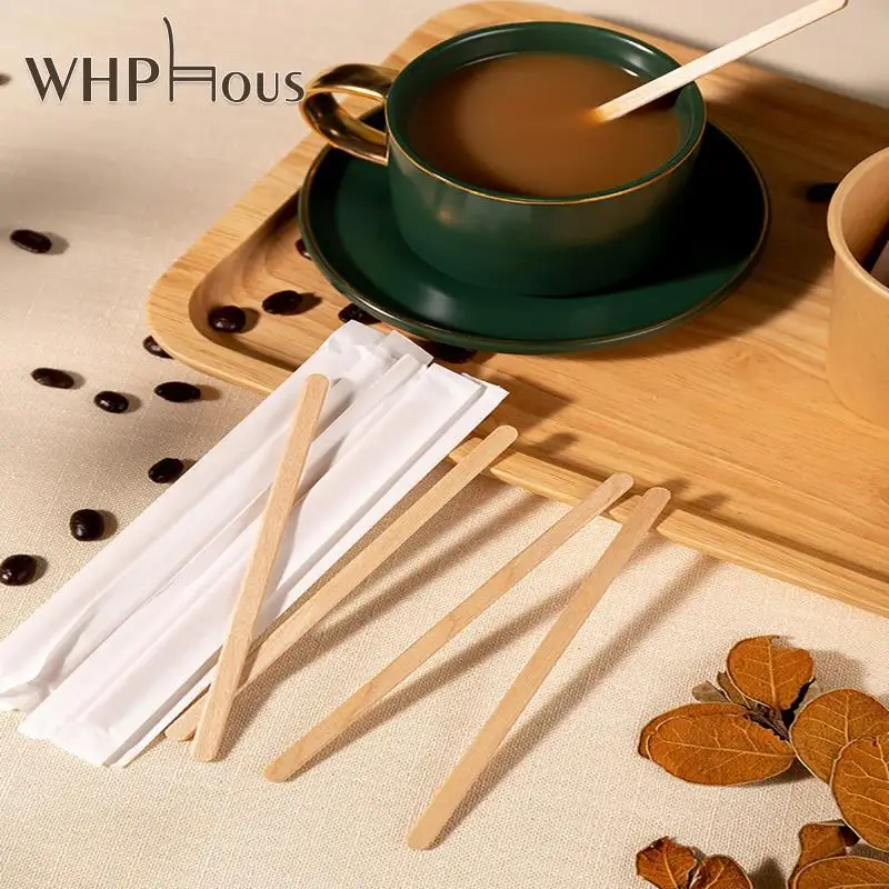 

100pcs Disposable Stir Sticks Natural Wooden Tea Coffee Stirrers Shop Cafe Supplies Dinerware Sets Kitchen Products
