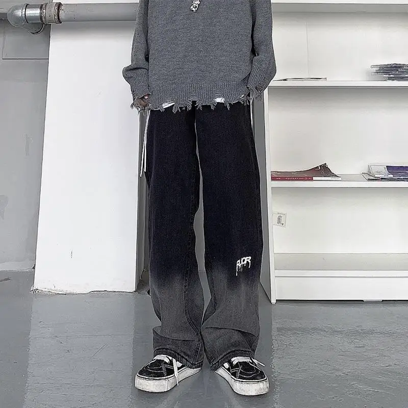 

ZCSMLL Gradient Color Jeans Men's Straight Loose Ins High Street Fashion Brand Mopping Casual Pants 2022 Spring New Pants