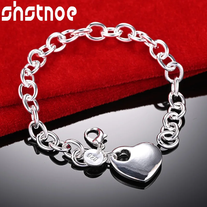 

Браслет-цепочка SHSTONE из стерлингового серебра 925 пробы с подвеской в виде сердца для женщин, романтические свадебные аксессуары, модные ювелирные украшения