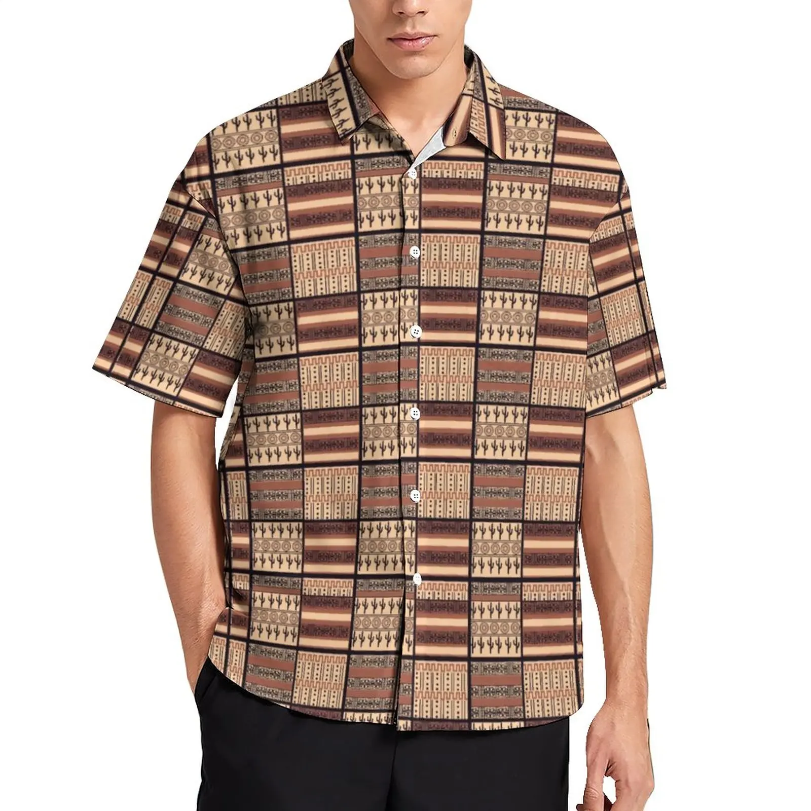 

Retro African Shirt Beach Vintage Print Casual Shirts Hawaii Printed Short Sleeve Harajuku Oversized Blouses