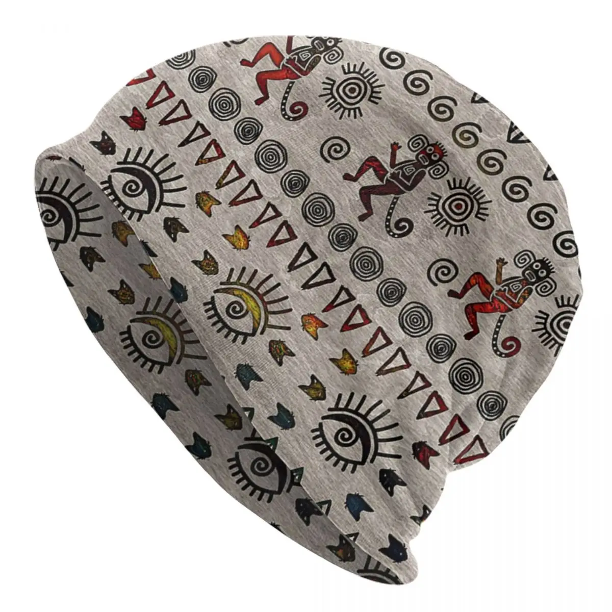 Aztec Symbols Pattern On Wood Adult Men's Women's Knit Hat Keep warm winter Funny knitted hat