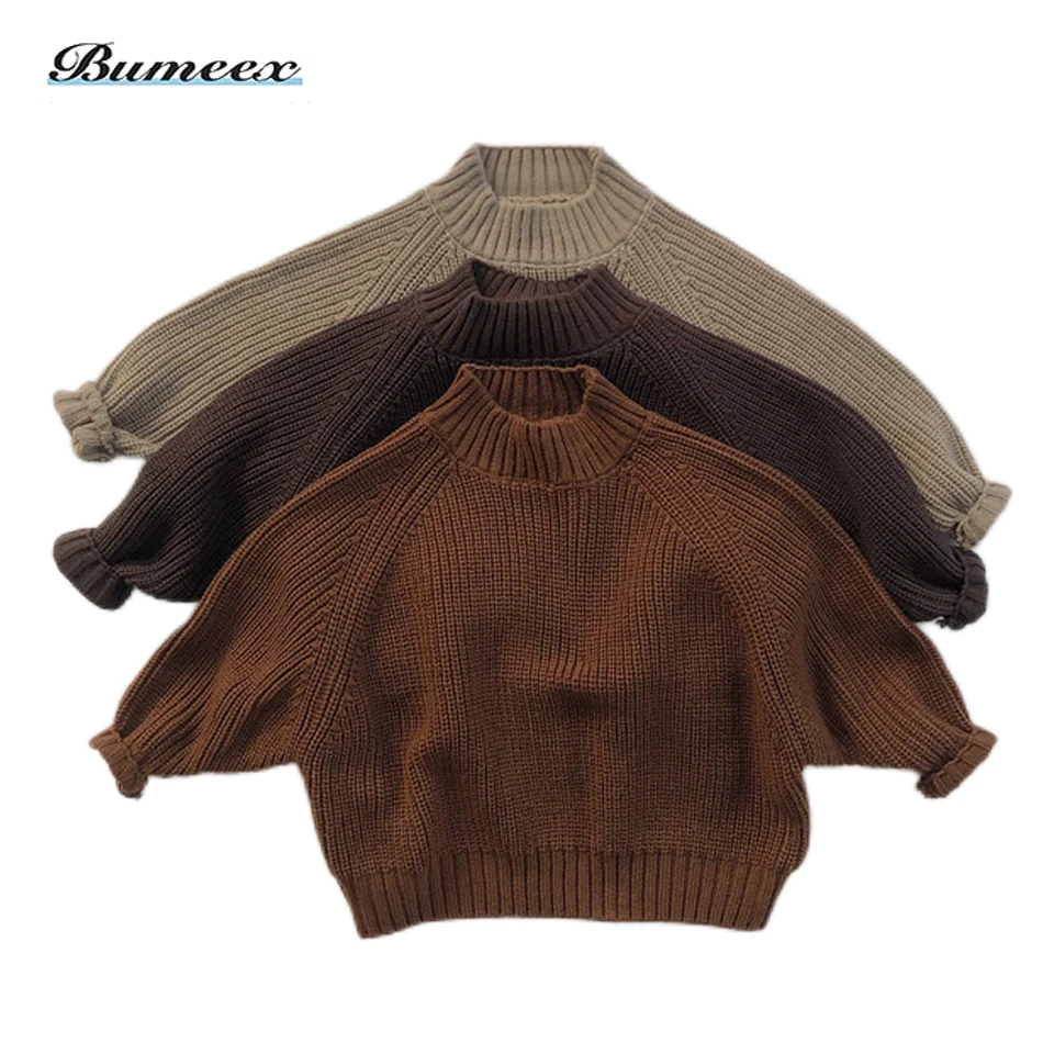 

Вязаный пуловер с длинным рукавом для девочек и мальчиков