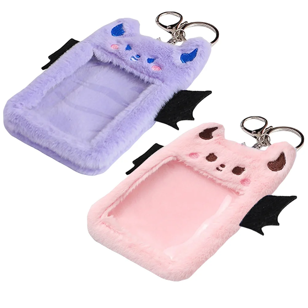 Plush Card Holder Office Id Holders Sleeves Replace Clip Credit Alloy Keychain Cover Badge