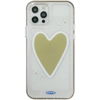 fashionable transparent big green heart case for iphone 12 13 pro max back phone cover for 11 pro x xs xr 8 7 plus se 2020 capa