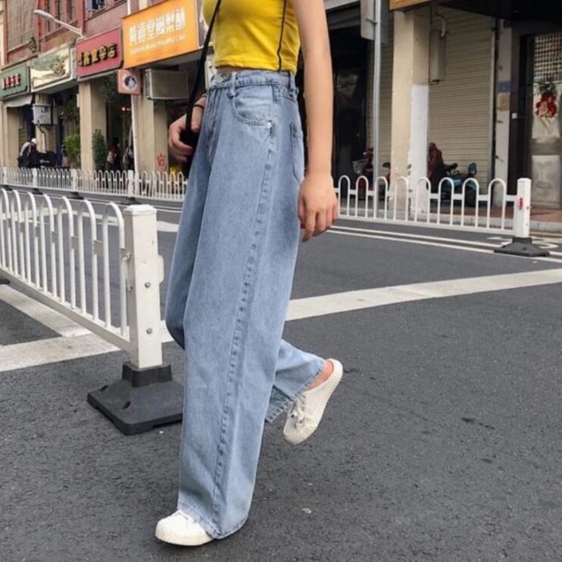 Women Wide Leg Denim Pants High Waist Straight Oversized Plus Size Baggy Flared Jeans Trousers Cargo Pants images - 6