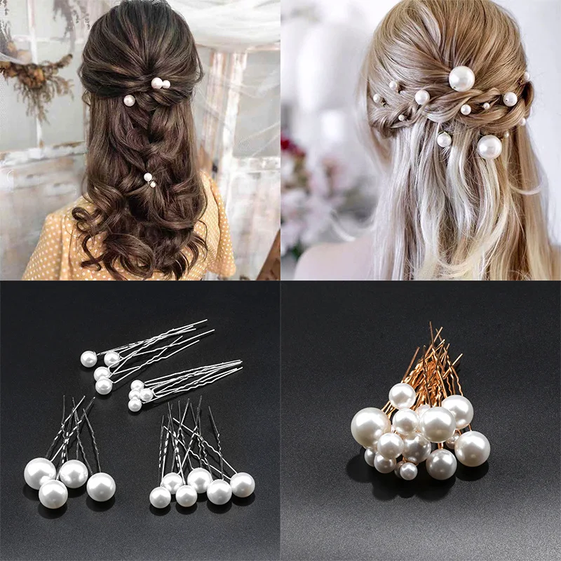 

10Pcs/18Pcs Set Pearls Hair Combs Bridal Headdress Women Beads Hairpins Wedding Hair Sticks Jewelry Accessories