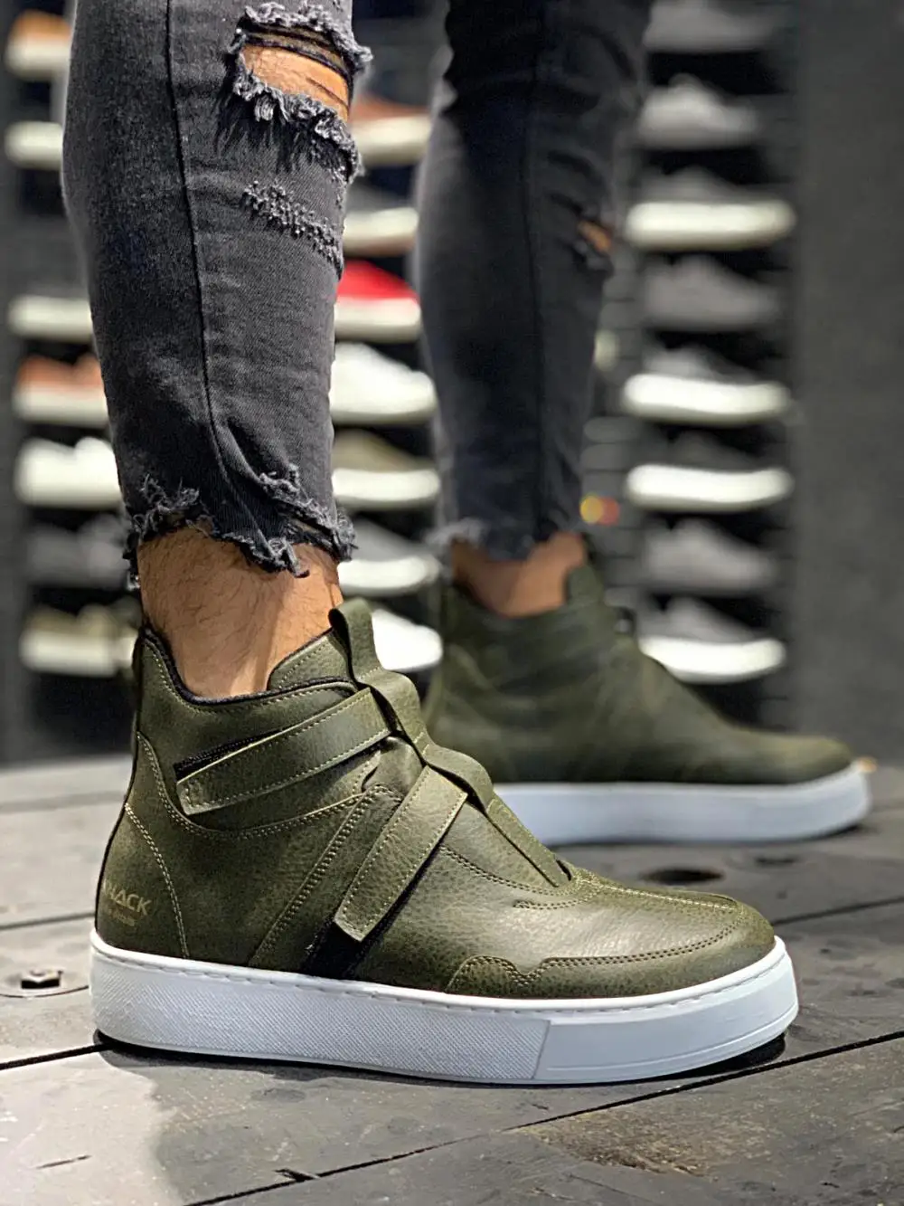 

Knack Khaki Ежедневные ботинки для мужчин 033 белый единственный искусственный кожаный резиновый крючок и петля осенью & весна повседневная удобн...