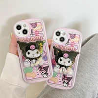 cute sanrio kuromi cartoon bracket phone cases for iphone 13 12 11 pro max xr xs max x y2k girl shockproof soft shell fundas