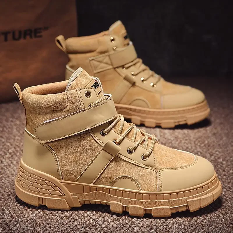 

Autumn New Youth Casual Leather Shoes Men's British Trend Board Shoes Soft-Soled Martin Boots Men's Breathable Shoes