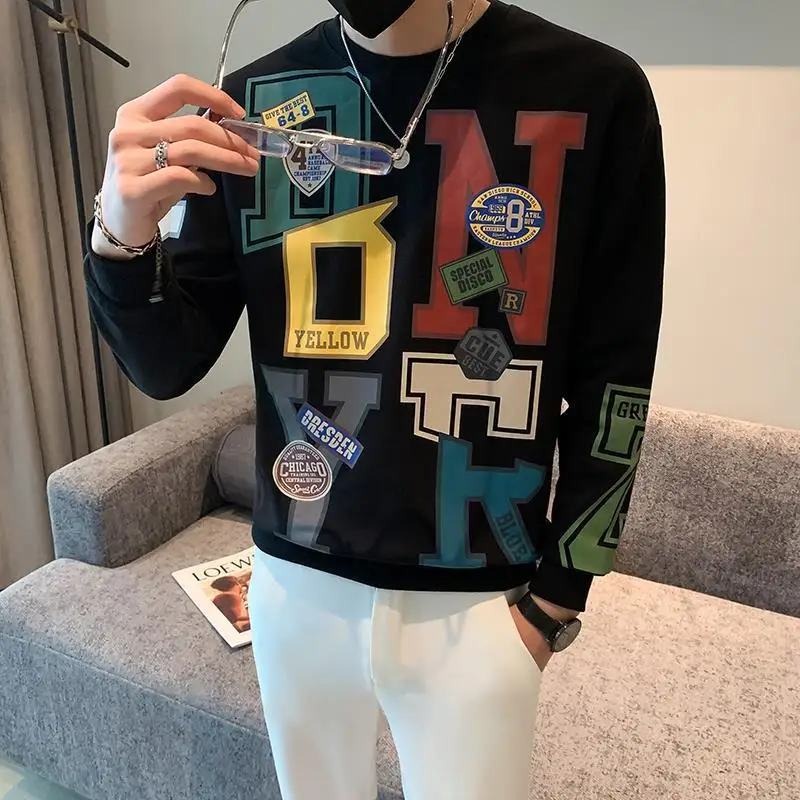 

Мужской свитер с круглым вырезом, длинным рукавом и круглым вырезом