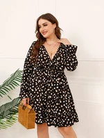 2022 casual street for summer women sexy party dresses plus size women clothing long sleeve fashion v neck polka dots dress