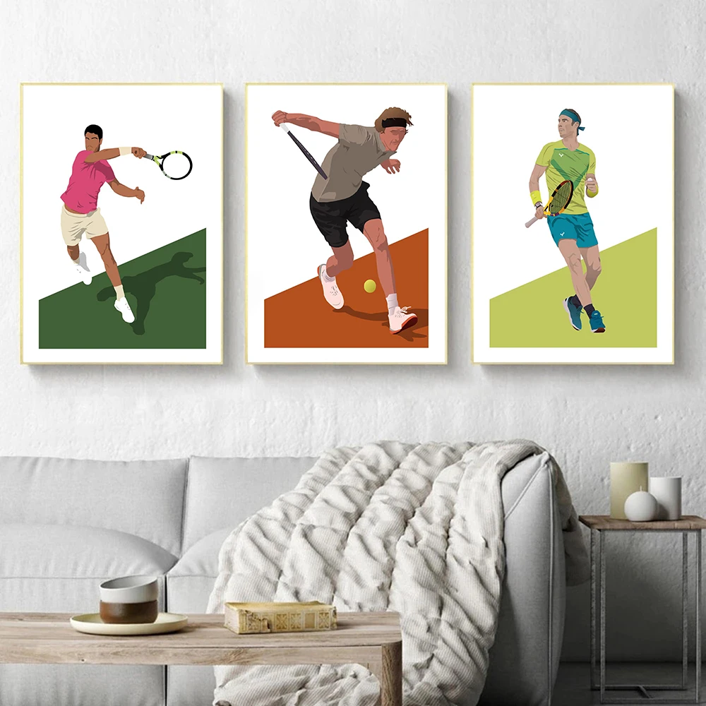 Современный скандинавский минималистичный теннисист мультяшная иллюстрация