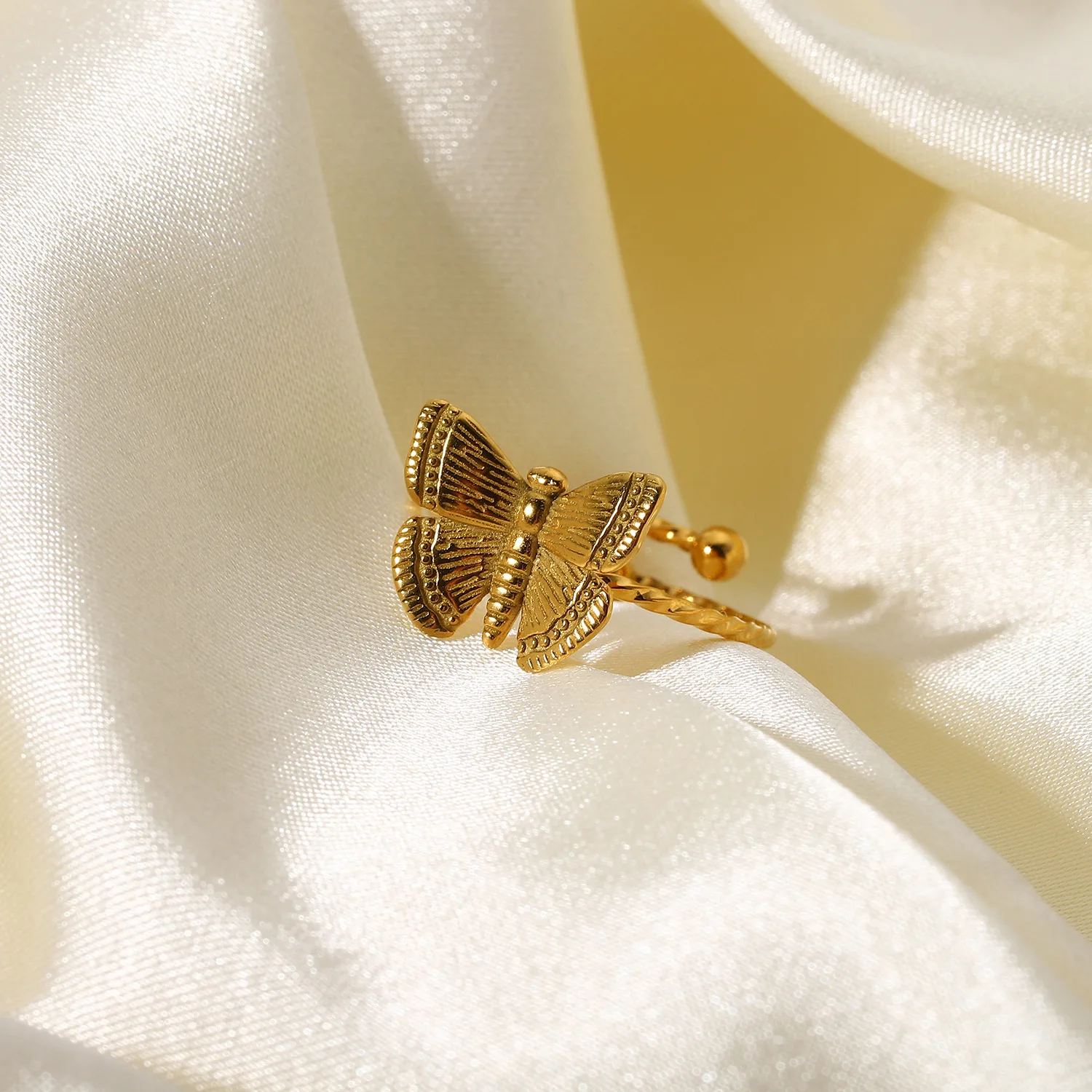 Grier Модные кольца с бабочкой титановая сталь Ins Открытое кольцо