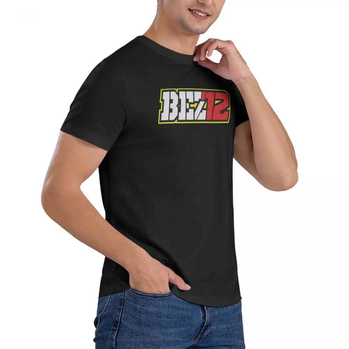 Мужская хлопковая футболка с круглым вырезом коротким рукавом