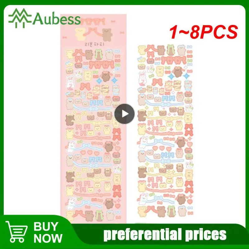 

1 ~ 8 шт., популярный корейский мультяшный кролик, медведь, лазерная наклейка, скрапбукинг, трость, материал, искусство, декоративные принадлежности