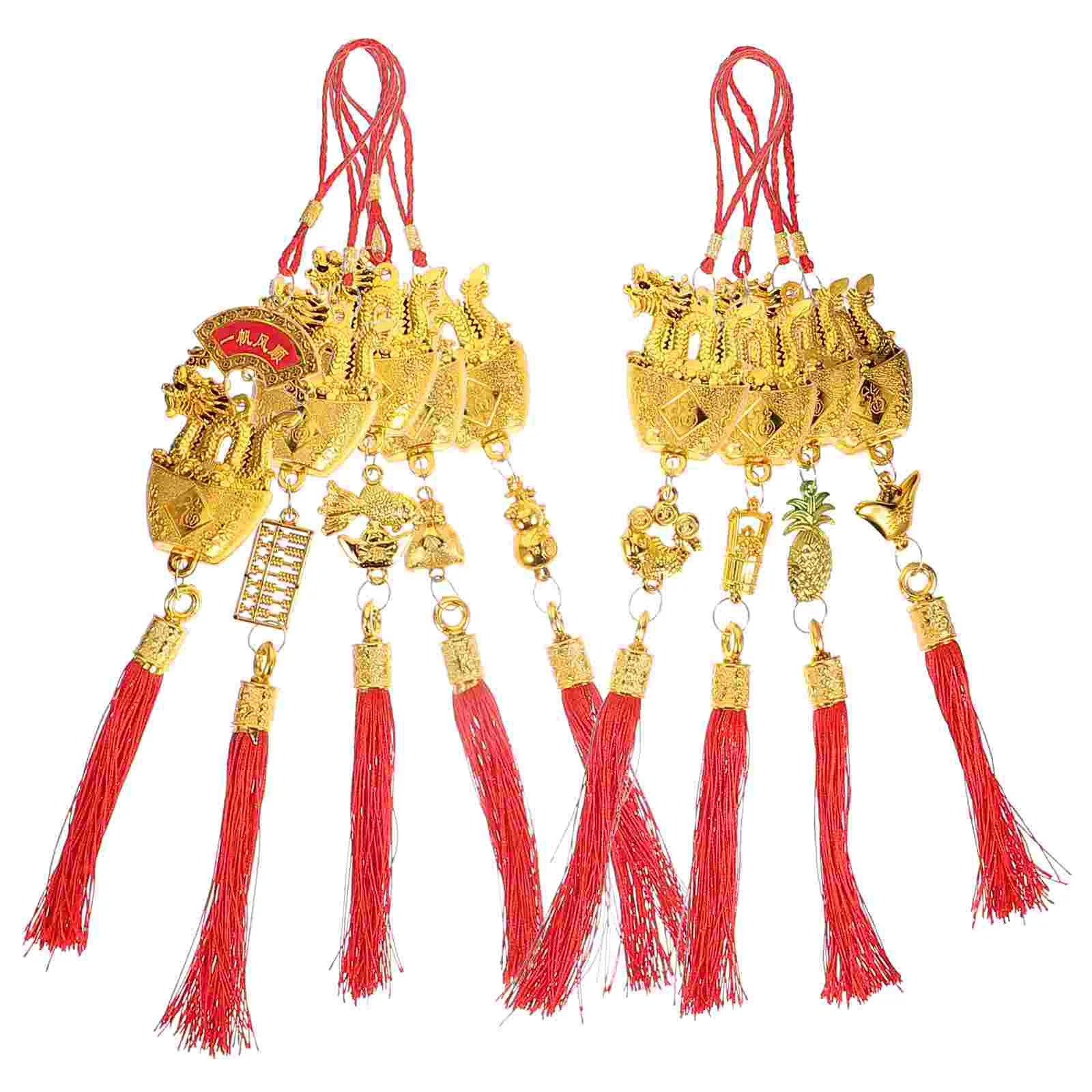 

Chinese Zodiac Charm Feng Shui Ancient Coins Red String Mascot Fortune Car Hanging Decor Wealth Success Prosperity