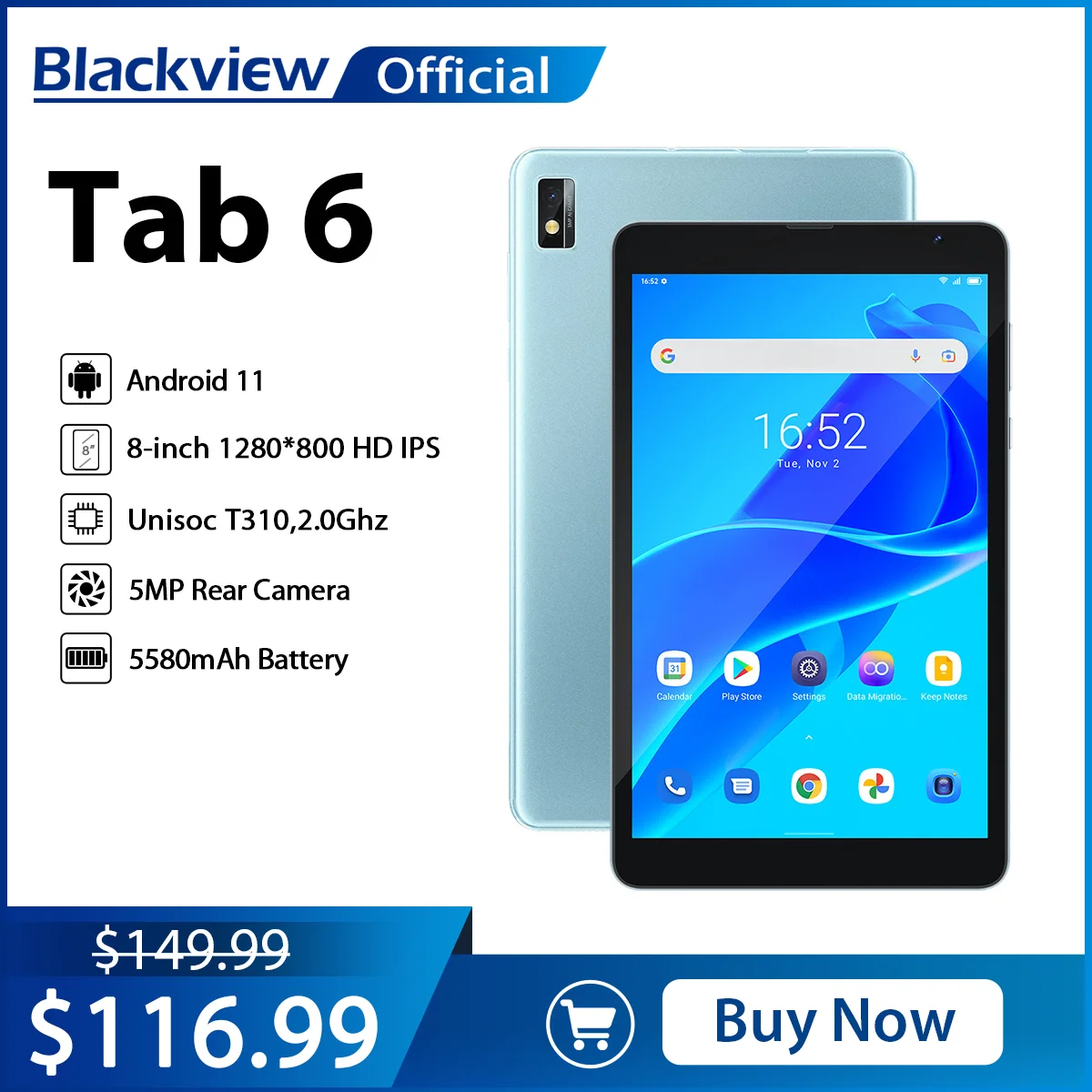 Blackview Tab 6 планшет, экран 8 дюймов, 3 ГБ 32 ГБ, Android 11, 5580 мАч Blackview Tab 6 планшет, экран 8 дюймов, 3 ГБ 32 ГБ, Android 11, 5580 мАч