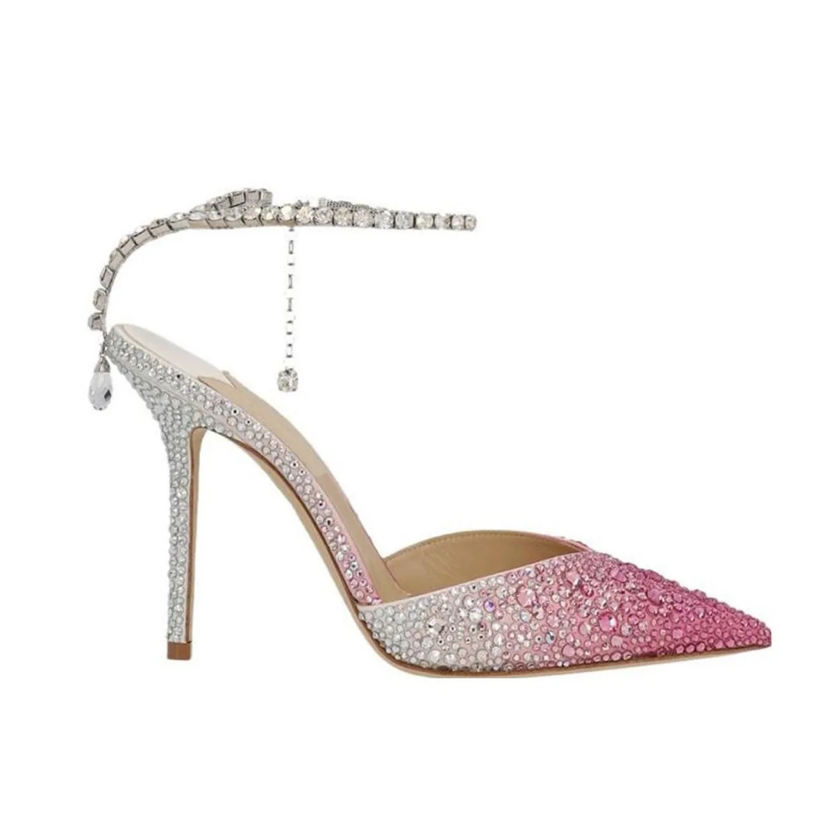 CHMURY Розовые женские свадебные туфли на высоком каблуке с острым носком