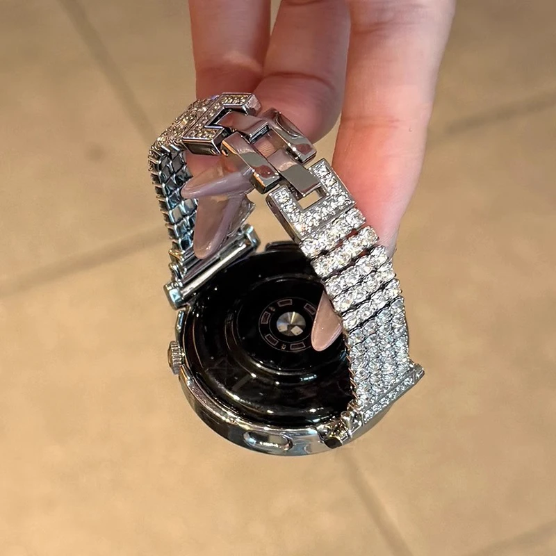 Фото Женский ремешок с бриллиантами для Samsung Galaxy Watch 8, 7, Ultra, 6, 5, 40 мм, 44 мм, металлический браслет для часов HUAWEI GT 6, 5, 4 PRO, 20/22/18 мм №5