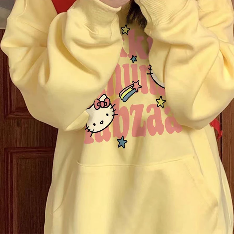 Толстовки Hello Kitty Dopamine для мужчин и женщин весна осень-зима новый стиль детская