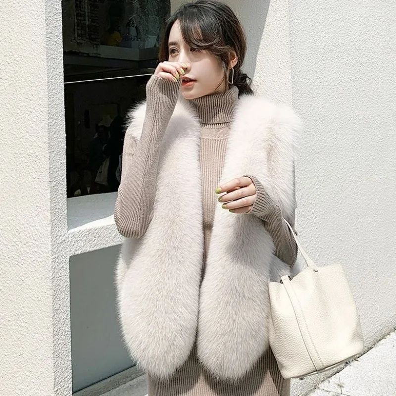 

Fall/Winter 2023 New Whole Leather Fox Fur Vest Women's Short Slim Haining True Fur Vest Shoulder Fashion Top Grade Cozy Coat