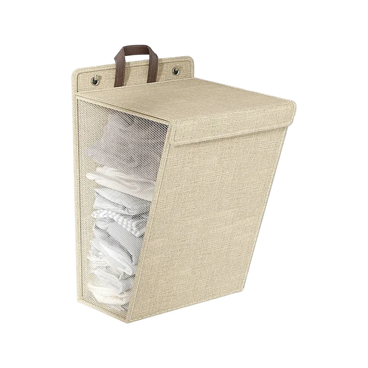 

Складная тканевая корзина для белья серая/бежевая