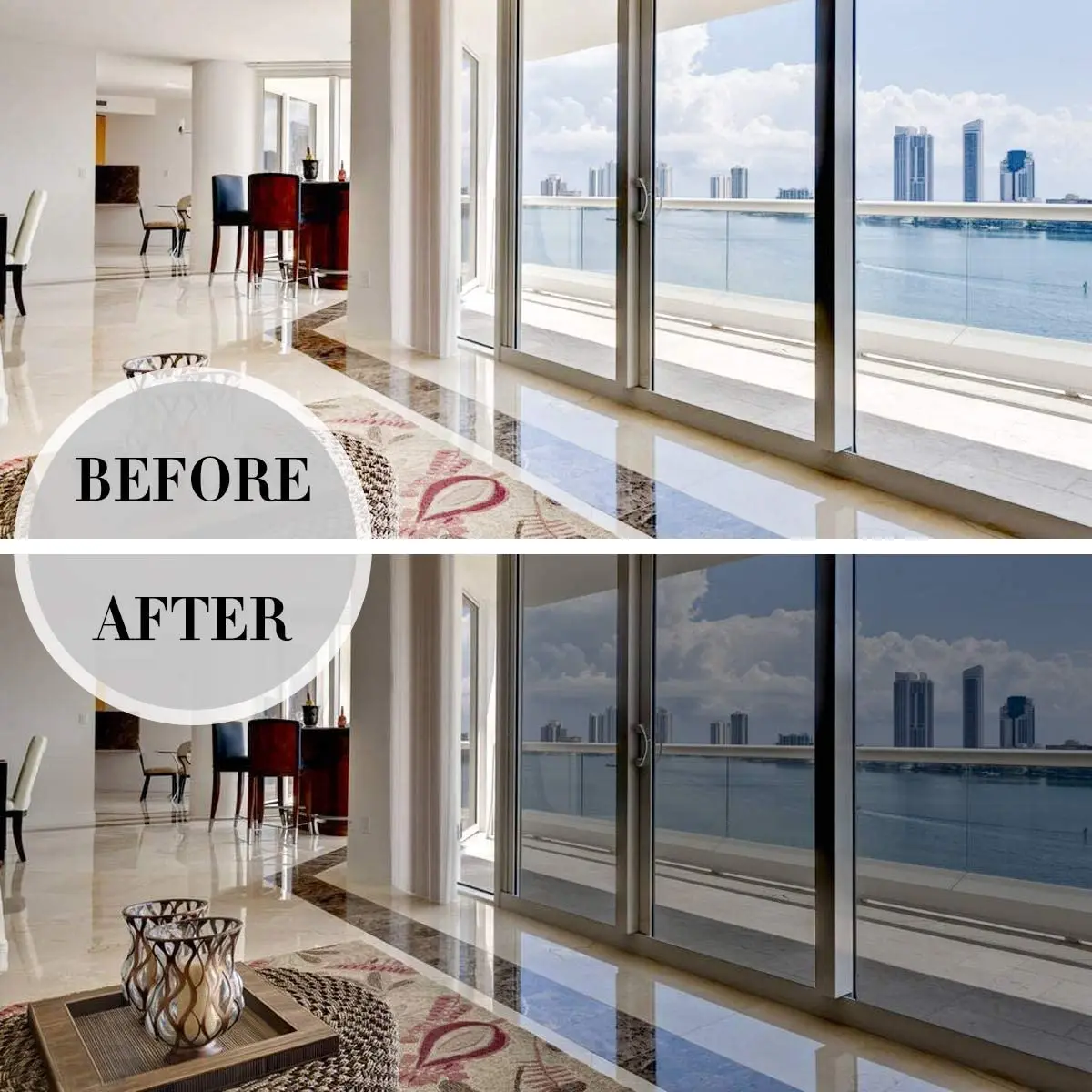 Самоклеящаяся виниловая пленка для стекла с односторонним зеркальным эффектом