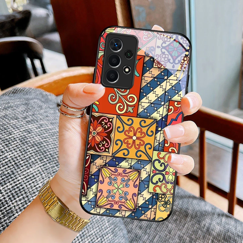 Цветочный чехол для Samsung A7 A8 2018 Galaxy A33 34 35 36 5G 41 50 51 52 53 54 55 71 73 80 90 S10 Lite Черный