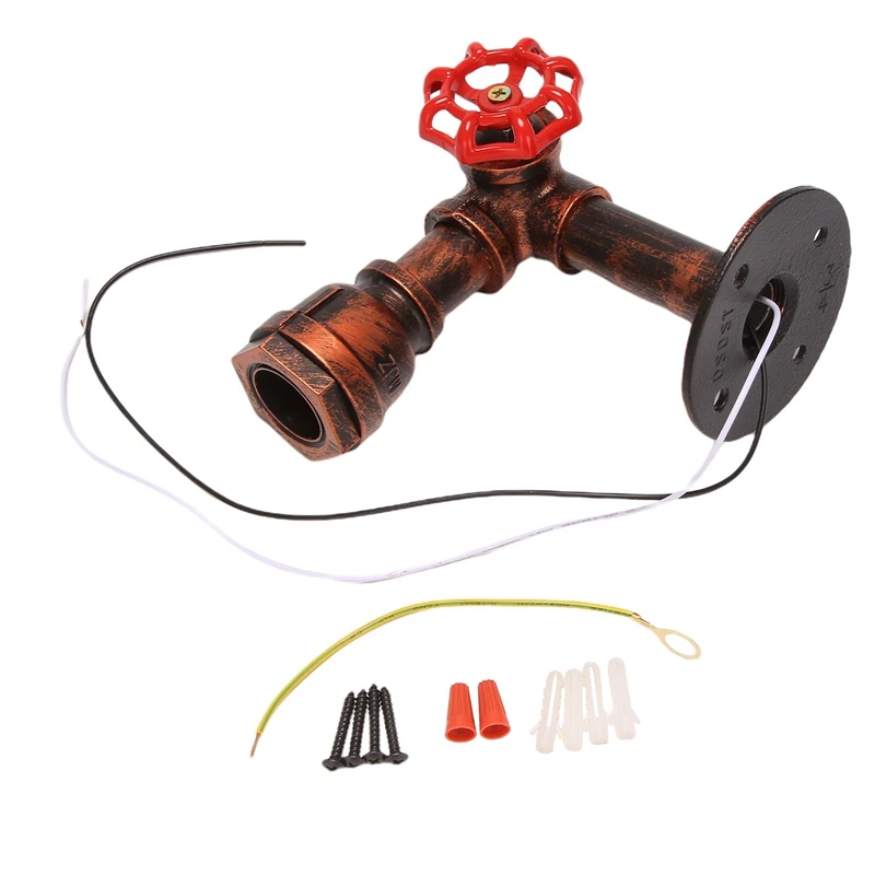 

Vintage Water Pipe Wall Lamp Faucet Shape Steam Punk Loft Industrial Iron Rust Retro Home Bar Decors