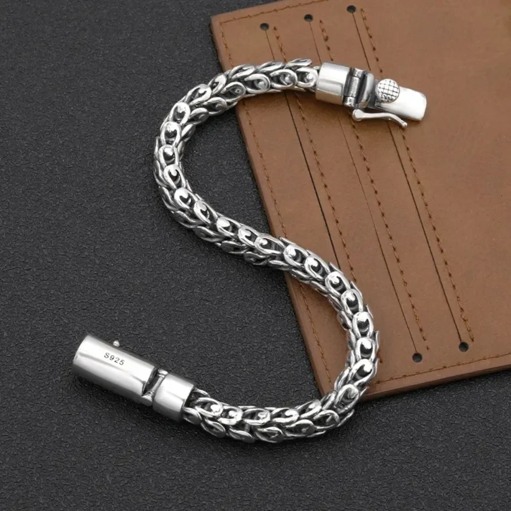 Мужской браслет из серебра 925 пробы с тираннозавром