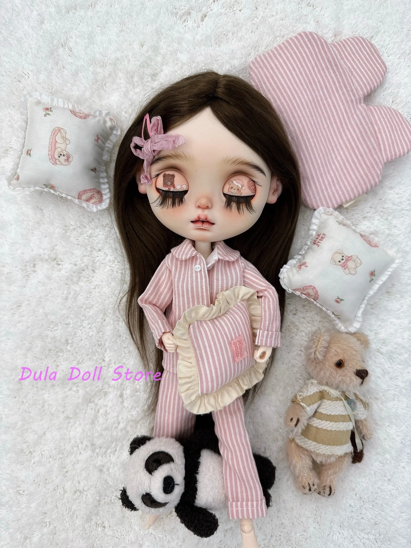 Одежда для куклы Dula Blythe хлопковый пижамный комплект ручной работы в розовую