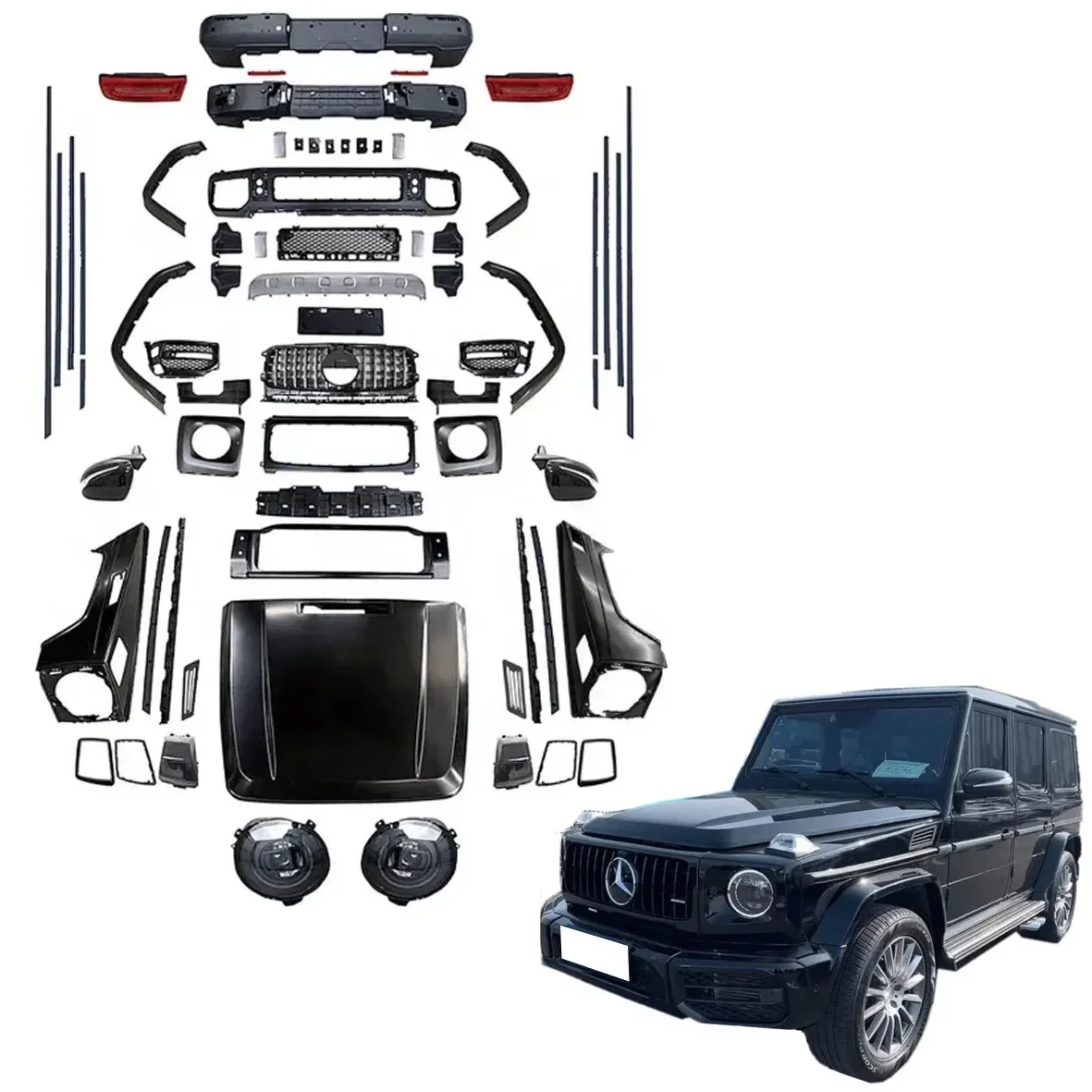 SPM передний задний бампер боковая юбка спойлер комплект для Mercedes Benz Full G class w463