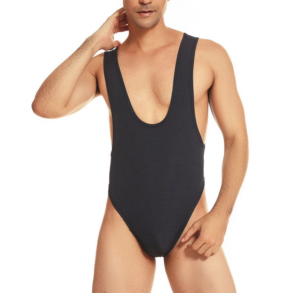 

Men Sexy Sleeveless Bodysuit Stocking Backless Jumpsuit Sexy Vest Bodywear Elastic Playsuit V-neck Erotic Lingerie