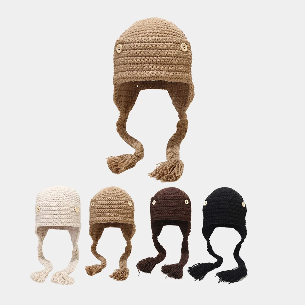 

Cute Carton Animal Handmade Warm Hat Women's All-Match Fashion Style Closed Toe Earflaps Cap Simple Ushanka