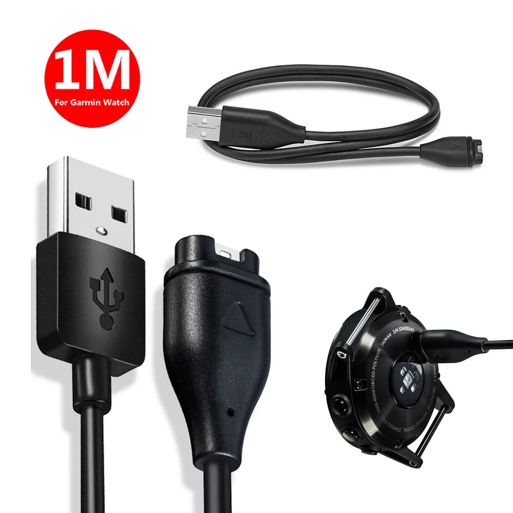 

For Garmin Fenix 6 6S 6X 5 5S 5X Forerunner 245 Vivoactive 3 4 4S Venu 2 2S Approach X10 Smart Watch 1 Meter USB Charging Cable