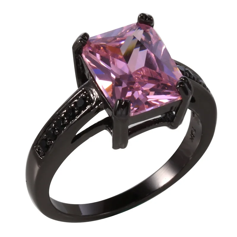 

2023 New Popular Valentine's Day Gift Sapphire Square Black and Gold Ring Jewelry Gift Accessories