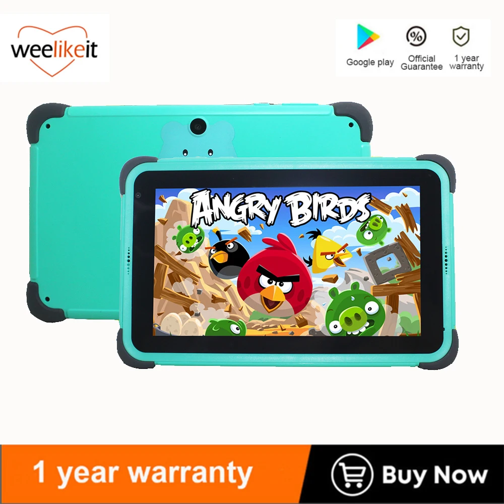 weelikeit 8 Inch Children Tablet Android 11 Kids Learning Tablet 2GB 32GB Quad Core 4500mAh Wifi6 BT With Disney+ Silicone Case
