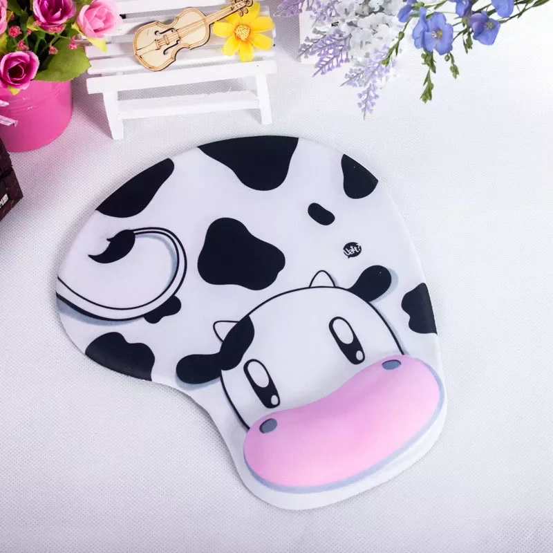 

Factory Direct Selling Thicken Anime 3D Mouse Pad With Wrist Rest Anti Slip Soft Silicone Cute Cartoon Cow Cat Mice Mat for Gami
