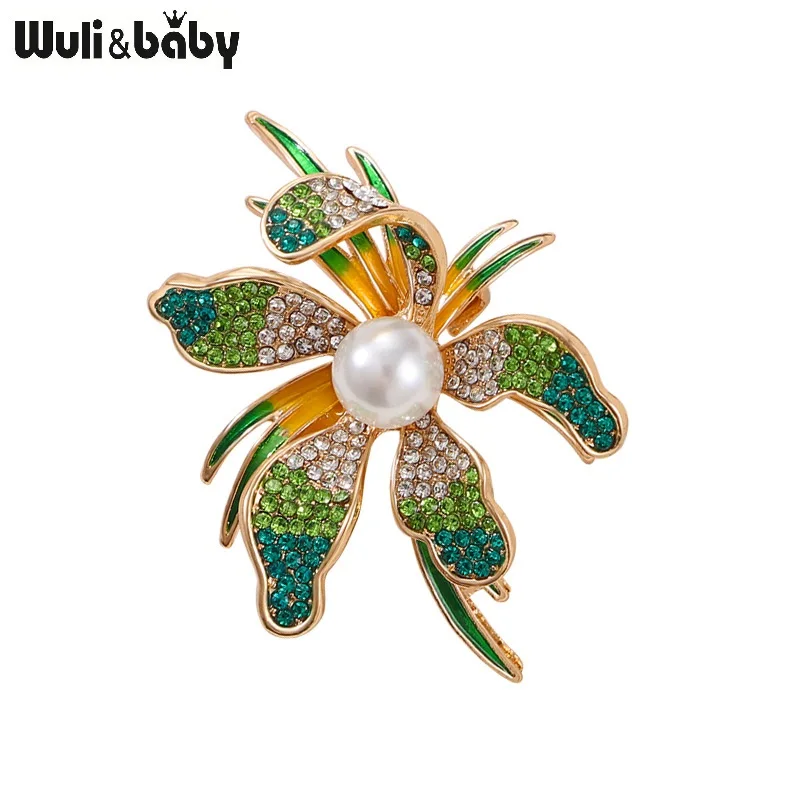 Женская Брошь В Виде Цветка Wuli &amp baby брошь с искусственным жемчугом 4 цвета