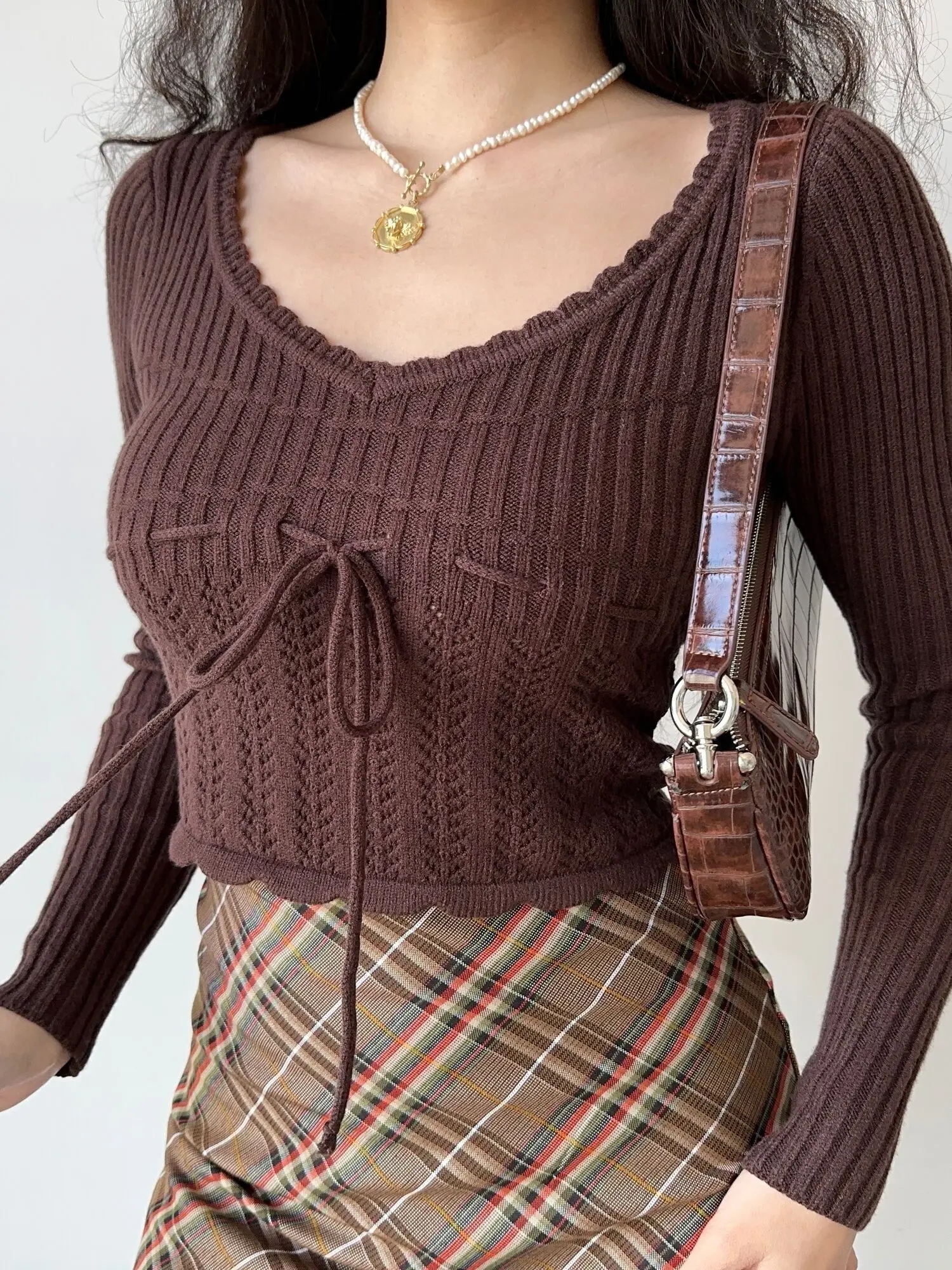 Европейский и американский ретро-стиль с зубчатым краем круглый вырез длинный