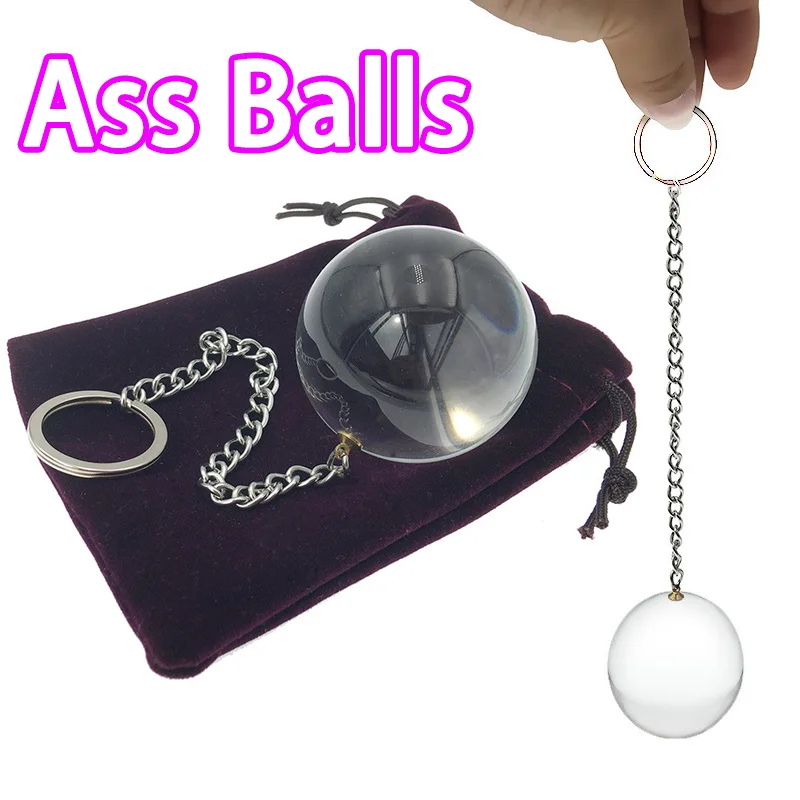 Man Fitness Underwear Crystal Glass Balls with Chains Lingerie Woman Muscle Trainer Tail Gadget Adult Sport Boxers Chasity